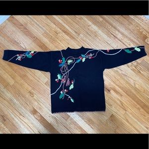 MARISA CHRISTINA - VTG - BLACK EMBELLISHED - HOLIDAY CHRISTMAS SWEATER - M